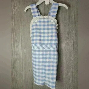 Vintage girls' overalls blue and white size 6